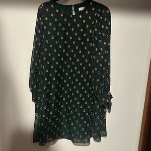 Calvin Klein Green Dress with Gold Pattern size 12